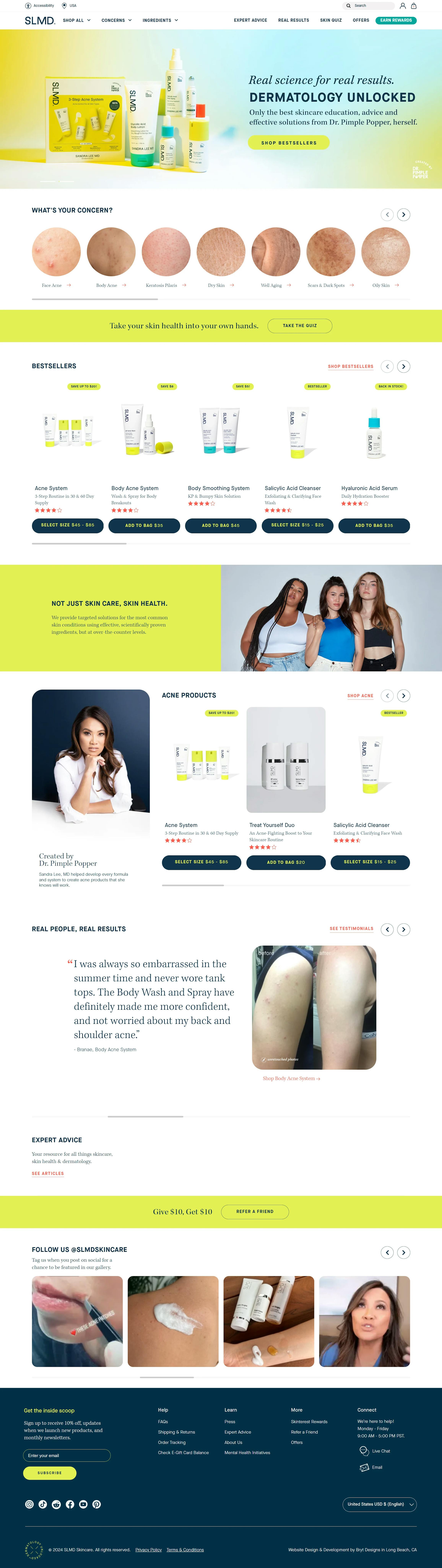 SLMD Skincare home page