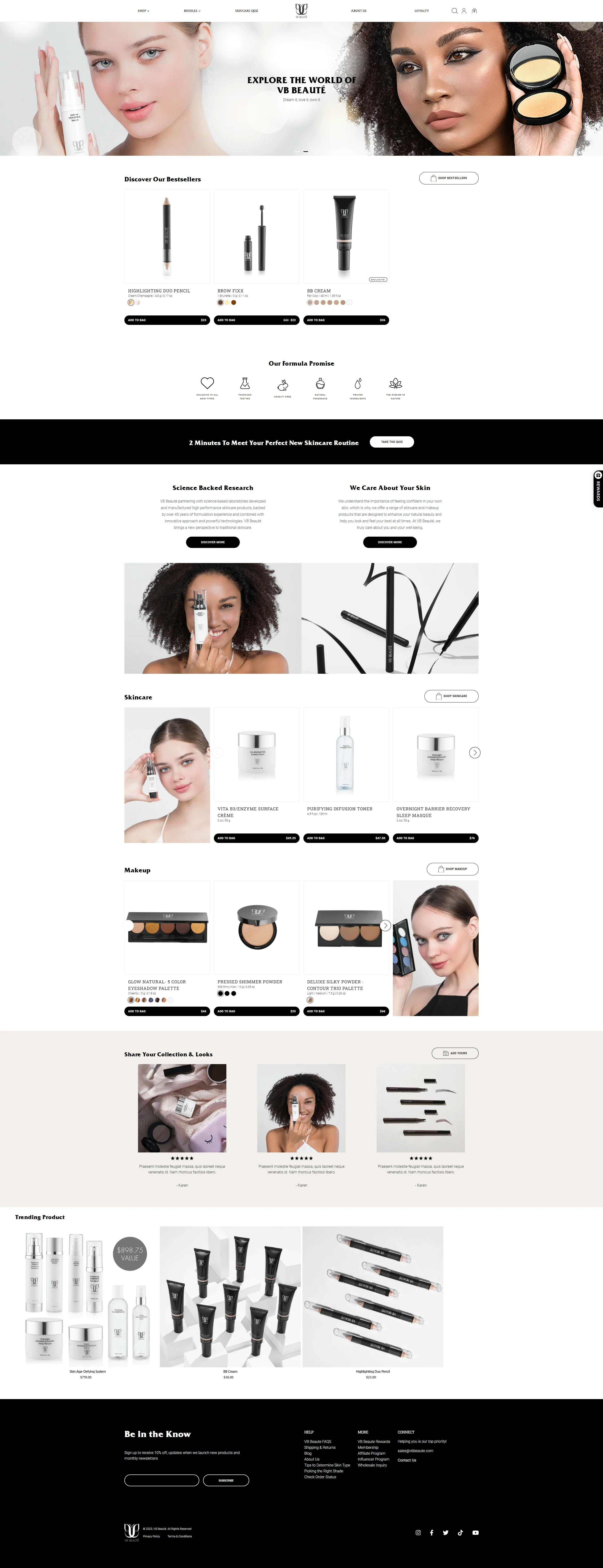 VB Beaute home page